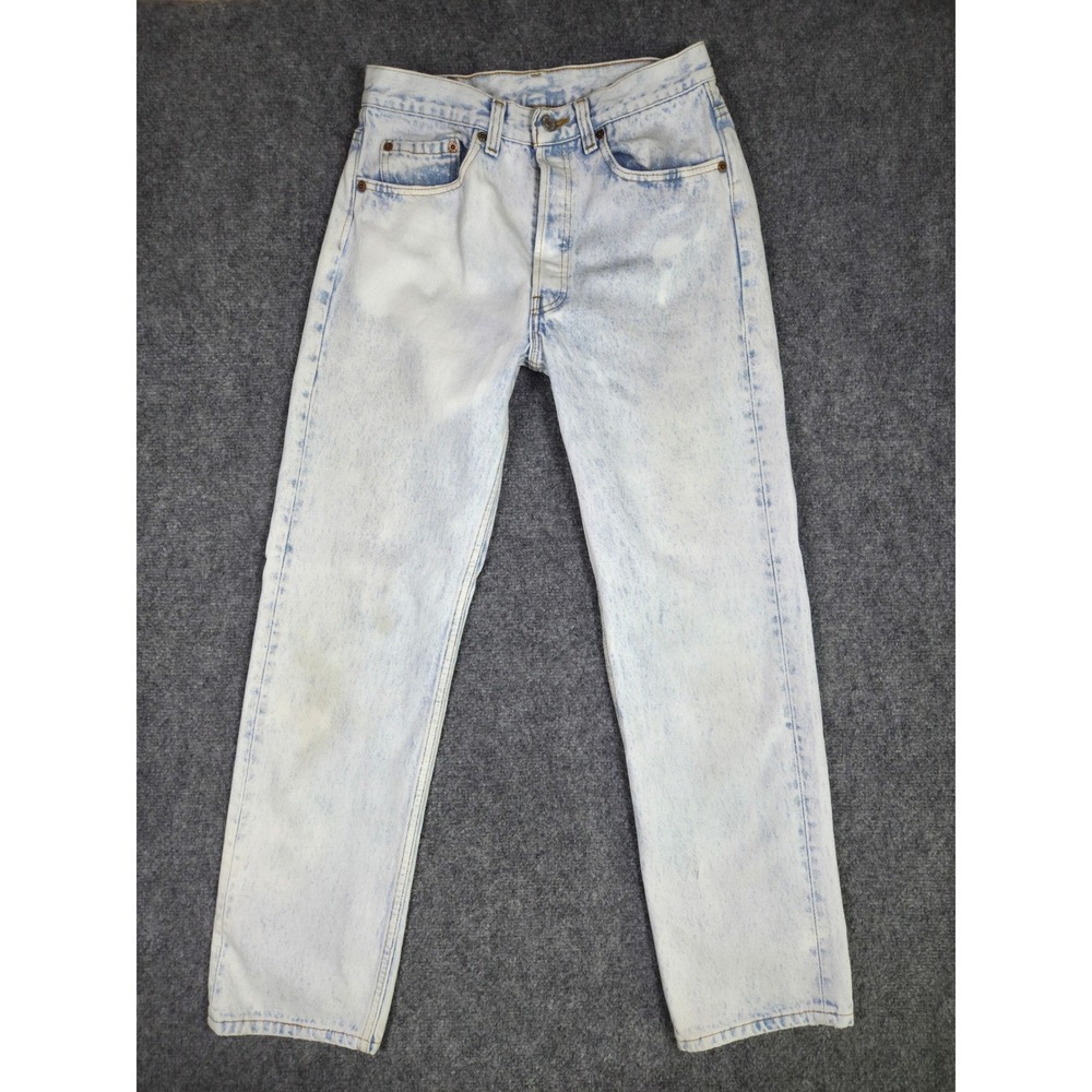 Vintage 80s Levi's 501 Acid Wash Jeans Made USA Button Fly Red Tab W31 L30